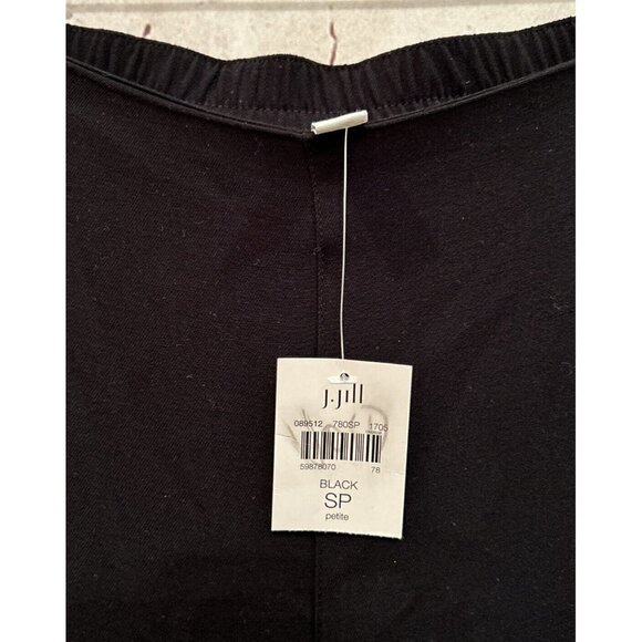J Jill Petite S Black 100% Rayon Cropped Wide Leg Pant Partial Elastic Waist NEW - Picture 2 of 3